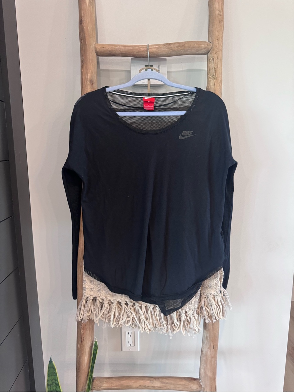 Nike Black Long Sleeve Top with Mesh Back | Size Small